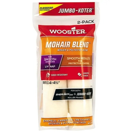 Wooster 4-1/2" Mini Paint Roller Cover, 1/4" Nap Nap, Woven Mohair RR304
